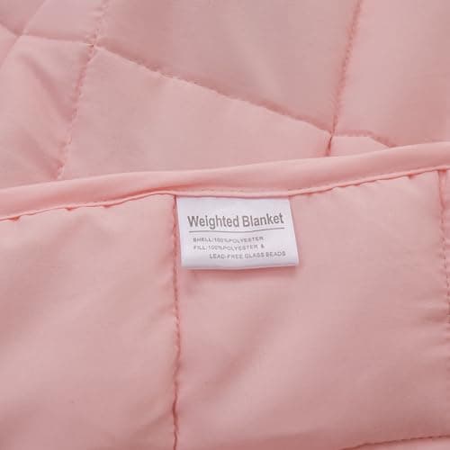Yadangxiawa Weighted Blanket (48''x72'',15lbs,Twin Size，Pink) for Kids and Adults, High Breathability Heavy Blanket,Soft Material with Premium Glass Beads 5