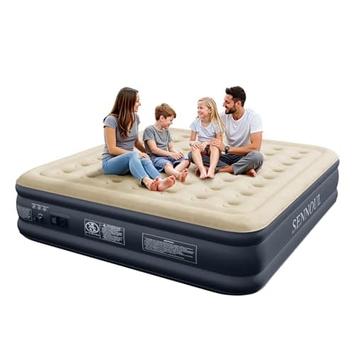 SENNOUL King Size Air Mattress with Built in Pump - Upgraded Blow Up Bed, 2 Mins Quick Self Inflatable/Deflation, 18"/750lbs Max, Strong Support,No Leakage,No Odor,for Home,Guests,Camping,Travel