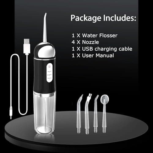 MAKJUNS Water Dental Flosser with 3 Modes 4 Jets Rechargeable(Premium Black) 5