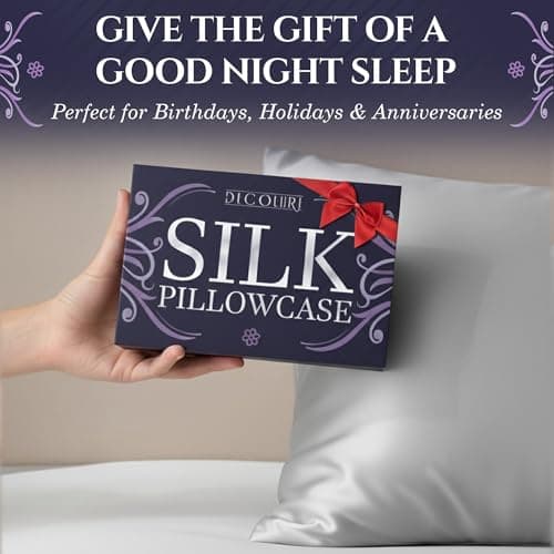 DECOLURE 100% Pure Mulberry Silk Pillow Case Standard Size – Highest Grade 30 Momme 6A+, Luxuriously Soft & Cooling Silk Pillowcase for Hair & Skin, Hypoallergenic, Breathable, Hidden Zipper (Silver) 7