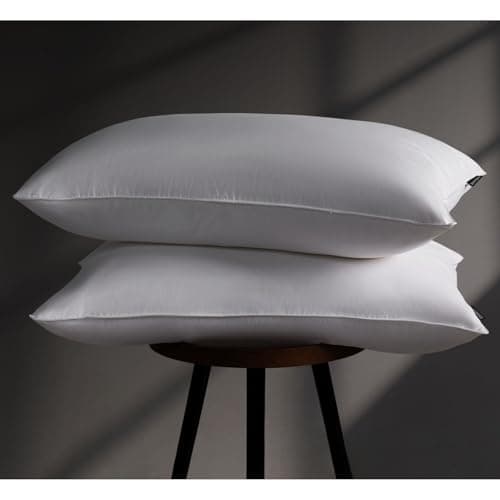DOWNSTORIA Feather Down Pillow Queen Size, Hotel Bed Pillows for Sleeping, 2 Pack, Soft Medium Firm Pillows for Side Back Sleepers 20 x 30 in.