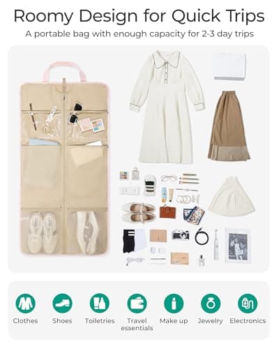 BAGSMART Garment Bags for Travel Convertible puffy Suit Carrier for Women Men Weekender Foldable Carry on Garment Bags for Hanging Clothes, Dresses, Coats, Shirts 6