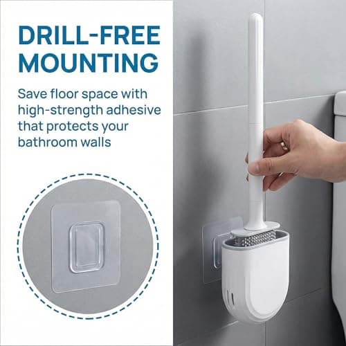 RV Silicone Toilet Brush with Holder, Toilet Bowl Brush for RV Travel Trailers/Campers, Anti-Drip Anti-Roll Compact Toilet Cleaner for Small Bathroom,Made by RVers for RVers 5