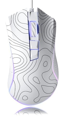 XVX G705 Wired Gaming Mouse, 12000 DPI RGB Gaming Mouse with 12 Backlit Modes & 7 Macro Buttons, PC Gaming Mice Support DIY Keybinding, Mouse Gamer Computer Mouse for Laptop PC Mac Windows,Topographic