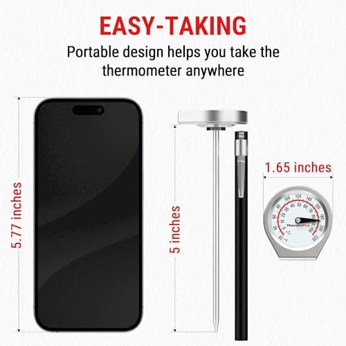 ThermoPro Dial Instant Read Meat Thermometer for Cooking, Grill Food Thermometer with Glass Lens, Portable Kitchen Thermometer with 5'' Stainless Steel Probe for Liquid, Steak, Turkey Temp Checking 4