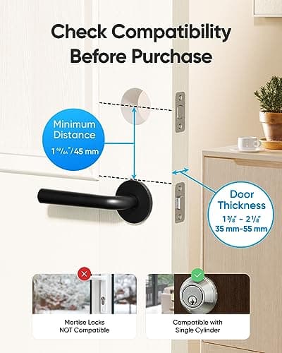 eufy Security Smart Lock C220, Fingerprint Keyless Entry Door Lock, Built-in Wi-Fi, App Remote Control, Front Door Smart Lock Deadbolt, 8Months Battery, Reliable Power, IP53 Waterproof, BHMA Grade 3 6