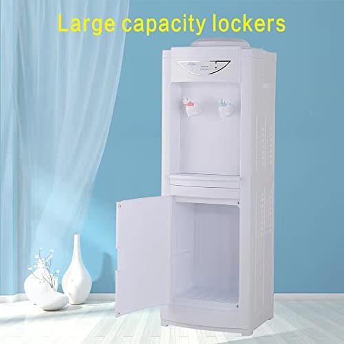Water Cooler Dispenser 5 Gallon, Top Loading Water Dispenser Hot and Cold Water Dispenser with Storage Cabinet Child Safety Lock for Home Office, White 7