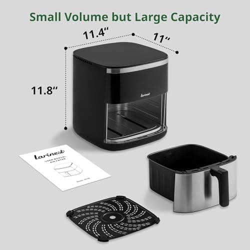 Larinest Air Fryer, 7.4-Quart,Crisping, Roasting, Dehydrating, and Reheating Non-Stick,Stainless Steel 7