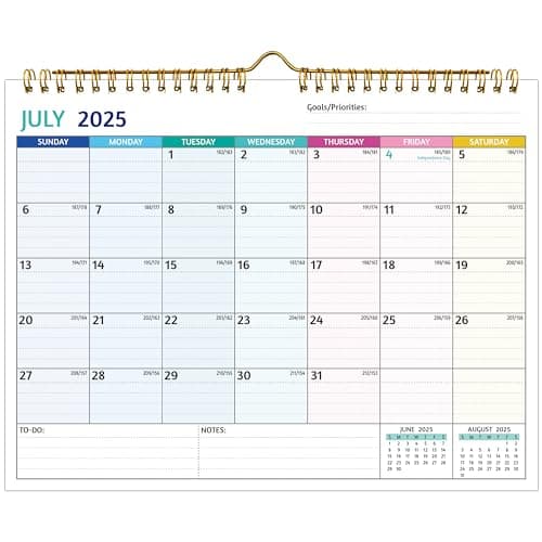 2024-2025 Wall Calendar - Jul 2024 –Dec 2025, 18 Months Calendar 2024-2025, 14.57 x 11.42 In, 2025 Calendar, Monthly Calendar with Ruled Blocks, Thick Paper, Holidays, To-do ＆ Notes