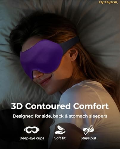 Sleep Mask for Side Sleepers: Lash Extensions 3D Contoured Eye Mask – Airplane Travel Essential, Zero-Pressure Light Blackout Eye Mask for Women – Soft Night Blindfold for Long Flights (Purple) 5