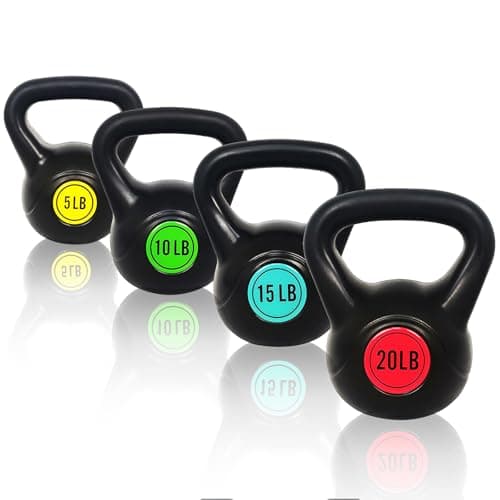 OLIXIS 4-Piece Kettlebell Set with Wide Grip - Perfect for Home Gym Strength Training & Workouts, 50 pounds