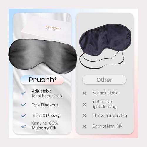 Prushh Adjustable Blackout Silk Sleep Mask - Luxurious 100% Pure Mulberry Eye Mask for Restful Sleep & Travel, Hypoallergenic, Cooling, for Women & Men, Grade 6A Silk (Charcoal Grey) 6