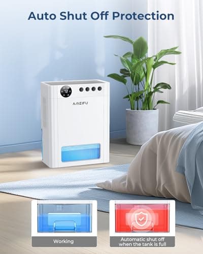 Dehumidifier, AMEIFU 1100 Sq. Ft Dehumidifier for Basement with 135 OZ Water Tank, Quiet Dehumidifier for Bathroom Bedroom Home Room RV Closet with Auto Shut Off 7 Colors LED Light 6