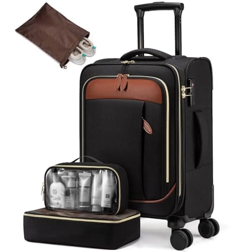 LOVEVOOK Carry on Luggage for Women and Men, Softside Suitcases with Daul Wheels