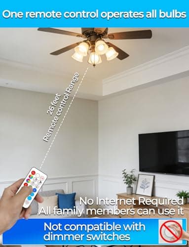 ILC RGB LED Color Changing Light Bulb, 40W Equivalent, 450LM, 2700K Warm White 5W E26 Screw Base RGBW, Flood Light Bulb- 12 Color Choices - Timing Infrared Remote Control (4 Pack) 8