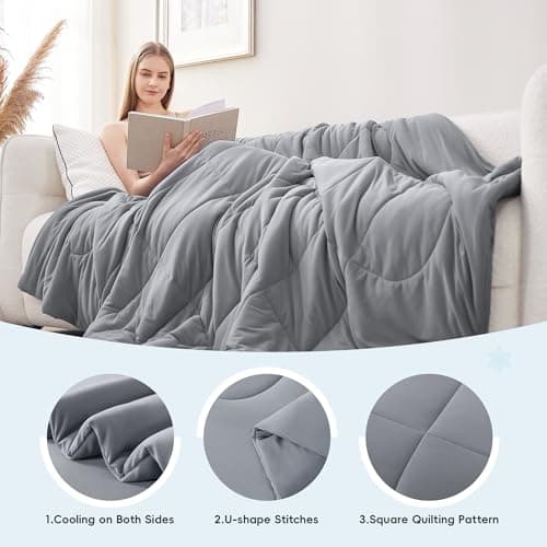 SameBed Cooling Comforter Full/Queen Size, All Season Blanket for Hot Sleepers, Lightweight Comforter for Night Sweats, Double-Sided Cooling Bedding for Bed, Sofa, Office, Camping (Dark Gray,90"*90") 6