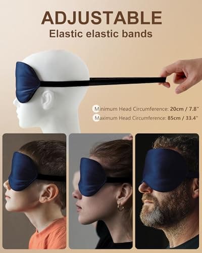 BLSSNZ Silk Eye Mask for Sleeping - Soft Breathable Organic Natural Mulberry Silk Fabric Blackout Sleep Mask with Adjustable Straps No Pressure Eye Mask for Travel Essentials Gifts (Navy Blue) 6