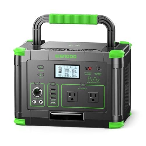 1000W Portable Power Station 999Wh, 110V Pure Sine Wave AC Outlet (2000W Peak), 60W PD USB-C & 10 Ports, Solar Generator for Home Backup, Outdoor Camping, RV, Emergency, Off-Grid Living