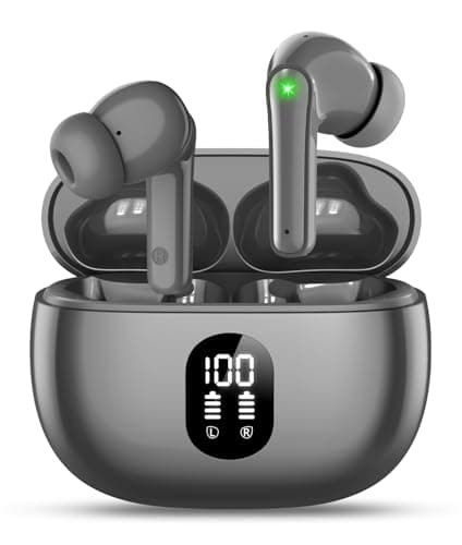 ZZU Wireless Earbuds, Bluetooth Ear Buds with Big Bass Stereo Sound, 48 Hours Playtime, Lightweight in-Ear Fit Earphones, IPX7, Hands-Free Calls with AI for iPhone, Android, Pad, Sports, Workout