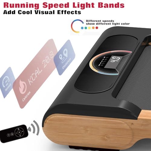 Walking Pad, High Grade Wood Under Desk Treadmill 300LBS Capacity, Max 2.5 HP Electric Treadmill for Home Office Installation-Free with Remote Control LED Display High 5