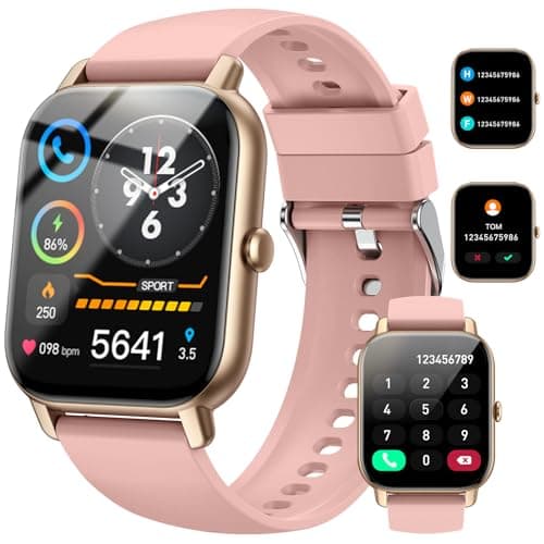 Smart Watch(Answer/Make Call), 1.85" Smart Watches for Men Women IP68 Waterproof, 110+ Sport Modes, Fitness Activity Tracker, Heart Rate Sleep Monitor, Pedometer, Smartwatch for Android iOS, Pink Gold