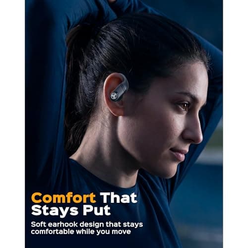 TREBLAB X4 – Waterproof Workout Headphones for Running & Gym - Silky Soft Secure Earhooks, 11H Battery, Physical Buttons, Noise Canceling Over-Ear Ear Hook Bluetooth Earbuds for Sports 4