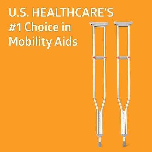 Medline Lightweight Aluminum Red Dot Crutches, for Patients 5’10”–6’6” Tall, Walking Aid for Adults & Seniors with 300 lbs. Weight Capacity 6