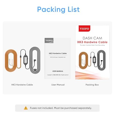 VIOFO HK3 Acc Hardwire Cable for A129, A129 Plus, A129 PRO, A129 IR, A119 V3, Enables Parking Mode, Low Voltage Protection (Fuse Tap Not Included) 7