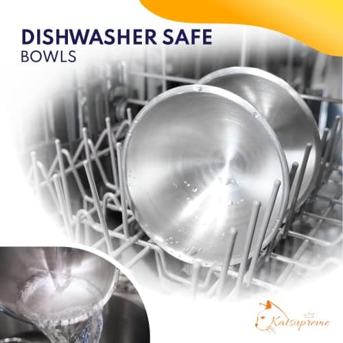 Cat Food Bowl - KATSUPREME Cat Bowls for Indoor Cats | Set of 2 Stainless Steel Bowl, Tilted Bowls Elevated Anti Vomiting, Non-Slip Base, Ant Proof Food & Water. 6