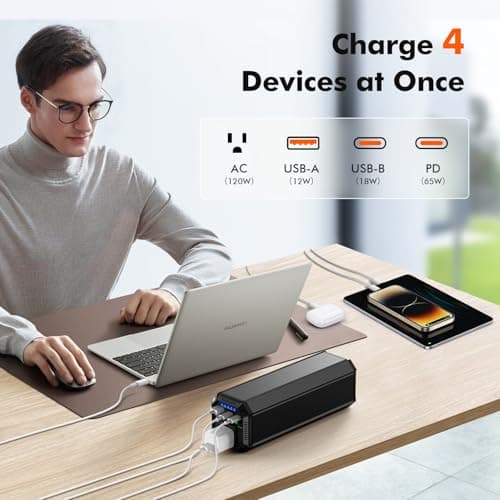 AC Outlet Portable Laptop Power Bank, 116Wh/31200mAh 120W Portable Laptop Charger, 65W PD USB C Backup Power Source for Travel and Outdoor Activities 6