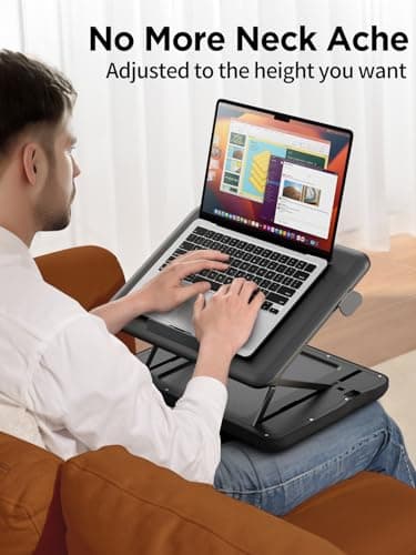SAIJI Height & Tilt Adjustable Lap Desk, Portable Laptop Stand for Bed, Car, Couch and Recliner, Foldable Lap Desks - Up to 15.6 Inch Laptops 9