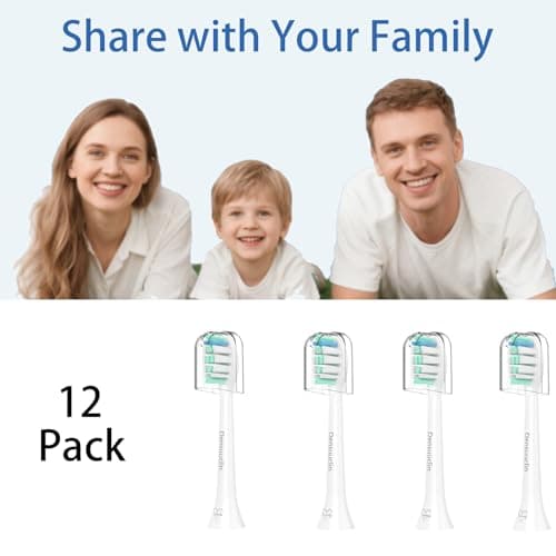 Densuuclin Toothbrush Replacement Heads for Philips Sonicare and More Click-on Handles 12 Pack White 8