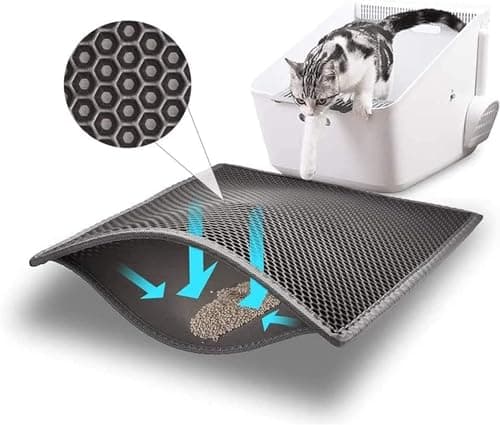 Bulkniu Small Cat Litter Box Mat: Easy Clean Cat Litter Mat for Floor, Kitty Scratch Cute Pad (15x24 Inch Grey)
