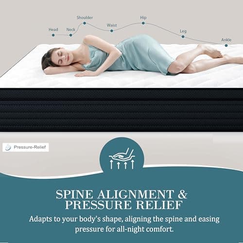 Sleepmax Firm Queen Mattress 14 Inch - Luxury Hybrid Mattress for Back Pain Relief - No Sagging Bed in a Box for Back & Side Sleepers - Fiberglass-Free, CertiPUR-US Certified, 365-Night Trial 5