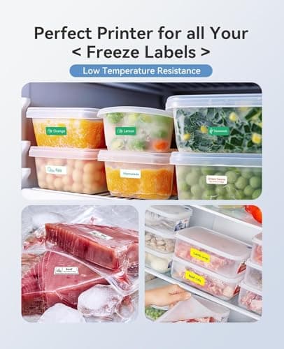 NIIMBOT Label Maker for Freezer Labels for Storage Bins, B18 Label Printer with Black Ribbon Cartridge and White Labels, Support Multi-Color Printing 6