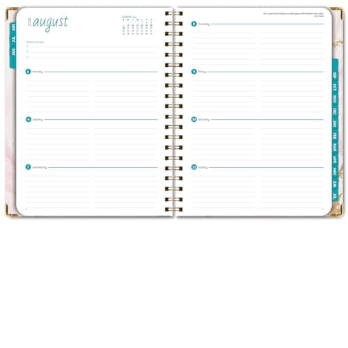 HARDCOVER Academic Year 2024-2025 Planner: (June 2024 Through July 2025) 8.5"x11" Daily Weekly Monthly Planner Yearly Agenda. Bookmark, Pocket Folder and Sticky Note Set (Pink Marble) 5