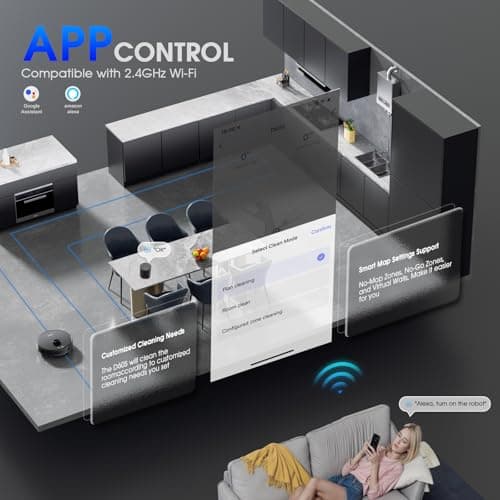 Robot Vacuum and Mop Combo, Robotic Vacuums Cleaner with LiDAR Navigation, Smart Mapping, Strong Suction, with WiFi/App/Alexa/Voice Control, Obstacle Avoidance, for Home, Wood/Hard Floors, Pet Hair 7