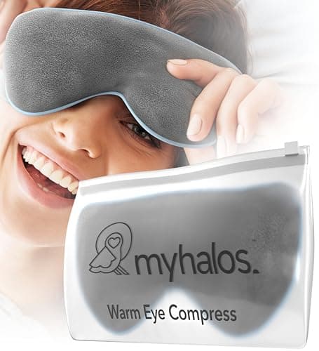 MyHalos® Heated Eye Mask for Dry Eyes - Steam Warm Compress for Eyes - Remove Styes, Chalazion Therapy Warming and Heating Pad Hot Compress - Moist Heat Mask for Blepharitis & MGD - FSA|HSA Eligible