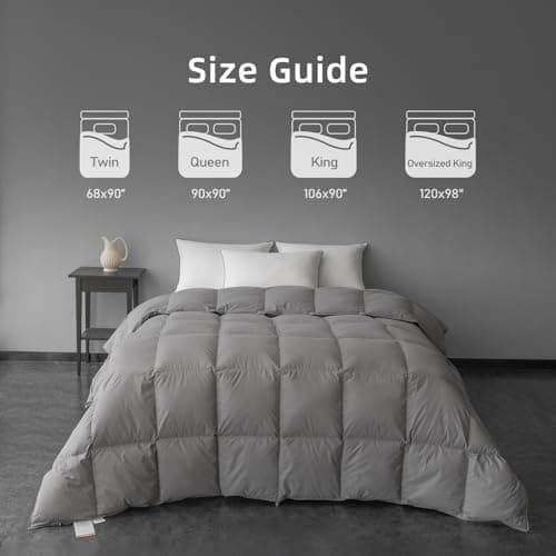 MAXICOZY Down Fiber Comforter Oversized King Size, Grey Down Fiber Comforter Fluffy Duvet Insert Oversized King Size, Ultra-Soft, Grey, Oversized King 120”X 98” 7
