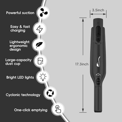 AYONTIN Cordless Handheld Vacuum, Lightweight Portable Handheld Vacuum Cleaner with Charging Dock, LED Light,Hand Vacuum Cordless Rechargeable with One-Touch Empty, Powerful Suction for Home,Car, Inky 7