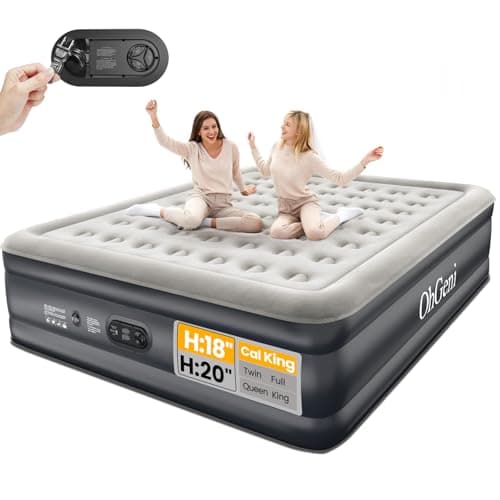 OhGeni Cal King Air Mattress with Built in Pump, 18" Tall Inflatable Blow Up Bed, Luxury Comfort for People(190CM Height), Keep Feet from Dangling, Colchon inflables, Ideal Alternative to a Bed