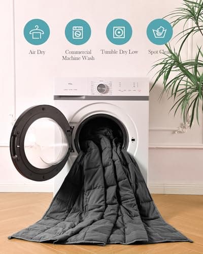 Topblan Weighted Blanket Queen Size 15lbs, Cozy Cooling Weighted Blanket for Adults, Soft Breathable Heavy Blanket for Bed Sofa All Season, Machine Washable, 60 x 80 inches, Black 7