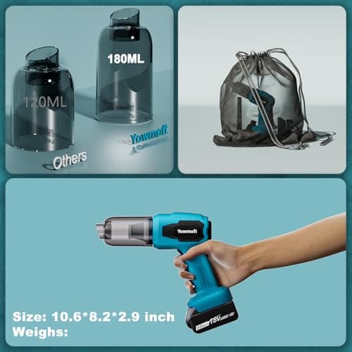 3 in 1 Handheld Car Vacuum Compatible with Makita 18V Battery with 21000pa Strong Suction, Handheld Vacuum Cordless & Blower with 200W Brushless Motor, Mini Vacuum Cleaner for Car, Home (No Battery) 6