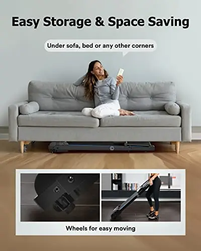 UREVO Walking Pad Treadmills for Home Office, Under Desk Compact Design Treadmill Portable Walking Pad Treadmill with Remote Control, LED Display 6