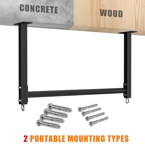 HWOOUSA Ceiling Mounted Pull Up Bar, Heavy Duty 700 LBS Multi Grip PullUp Bars, 48" Rafter Chin Up Bar, Ceiling Joist for Garage/Gym/Basement with Comfortable Grip & Round Anchors, Easy to Install 6