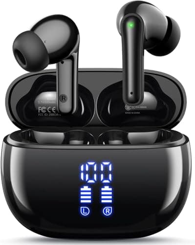 HUIFU Wireless Earbuds Bluetooth Headphones, Ear Buds with Deep Bass, 40H Long Playtime, LED Power Display, IP7 in Ear Earphone with Mic for iPhone Android Phone Sports Workout, Black