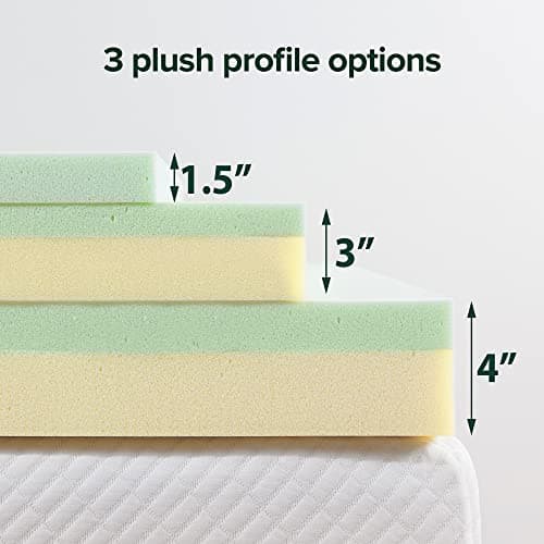 ZINUS 4 Inch Green Tea Memory Foam Mattress Topper, Pressure-Relieving Layers, CertiPUR-US Certified, Queen 8