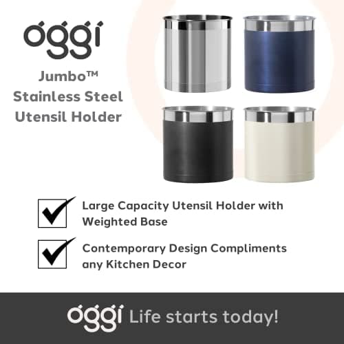 Oggi Steel Holder Utensil Crock, Jumbo, Black - 7'' (7211.3) 7