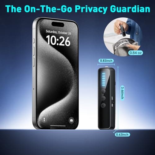 CoolMouse Hidden Camera Detectors, Spy Camera Detectors, Hidden Device Finder for Hotels Car Office Home Travel Meetingroom, Portable Mini Design, 5 Levels Sensitivity 4 Modes, 25H Working Time 7