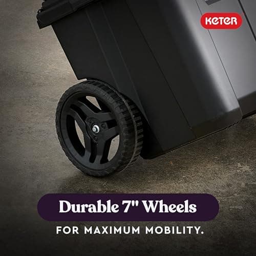 Keter Stack-n-Roll Modular Tools Organizer for Garage Storage and DIY, 3 Piece Resin Rolling Tool Box System for Small Parts, Black 7